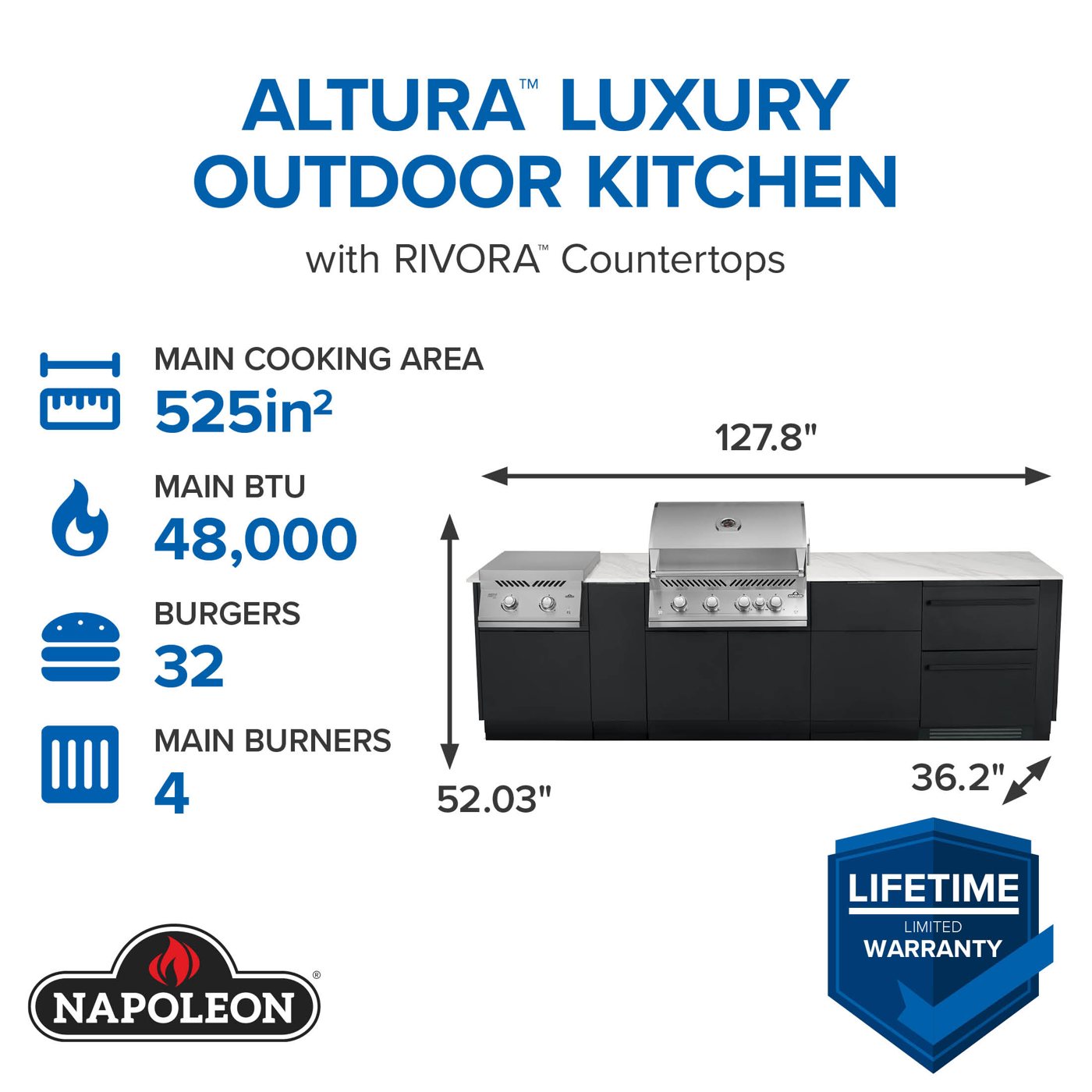 Napoleon Altura Kitchen BIG32+18 Propane Altura Luxury Outdoor Kitchen