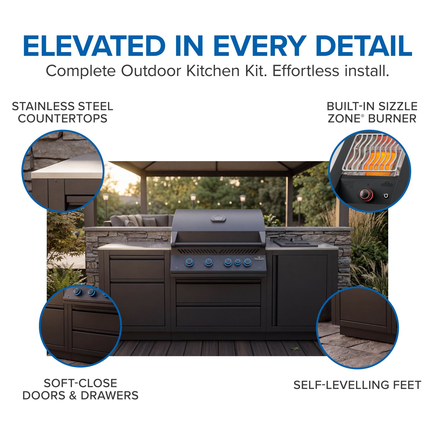 Napoleon Oasis Outdoor Kitchen BI-32 with Stainless Countertops view 2